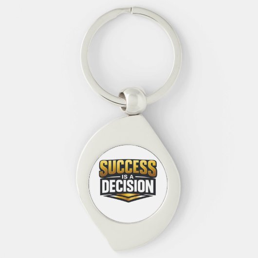 Success Gold Typography on Black Sleutelhanger (Voorkant)