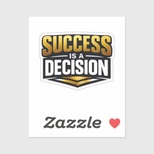 Success Gold Typography on Black Sticker (Vel)