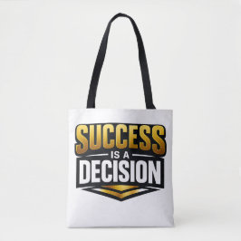 Success Gold Typography on Black Tote Bag