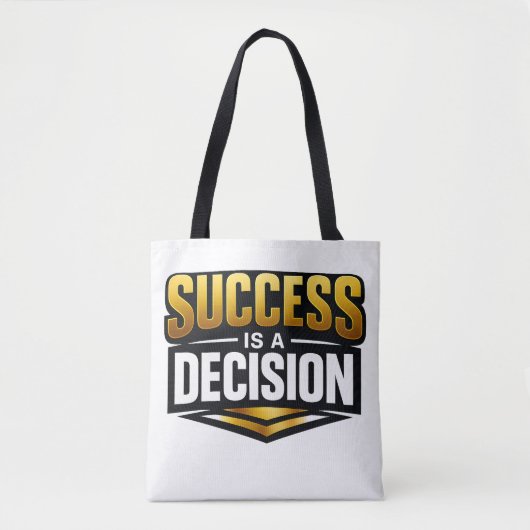 Success Gold Typography on Black Tote Bag (Voorkant)