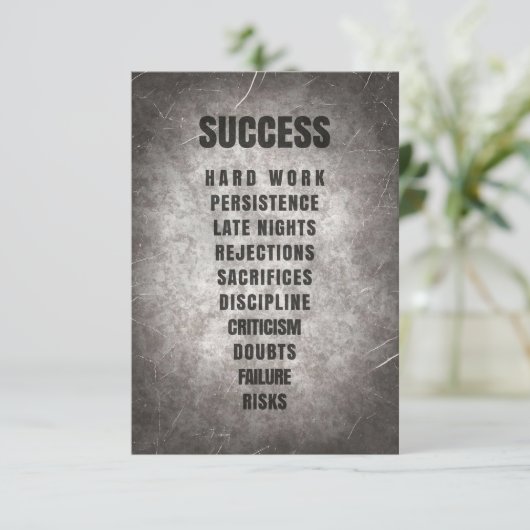 Success Hard Work Discipline Bedankkaart (Staand voorkant)