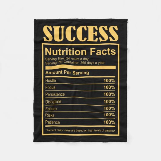 Success Ingredients Nutritional Facts Motivational Fleece Deken (Voorkant)