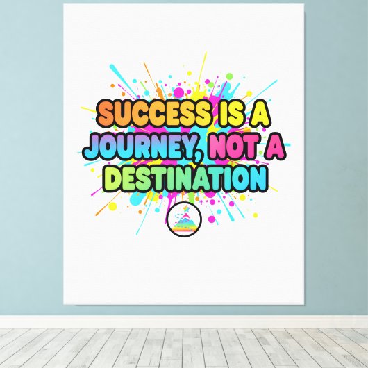 Success Is a Journey Motivational Quote Design Canvas Afdruk (Insitu (Houten vloer))