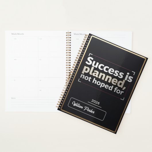 Success Is Planned, Not Hoped For” | Black & Gold  Planner (Display)