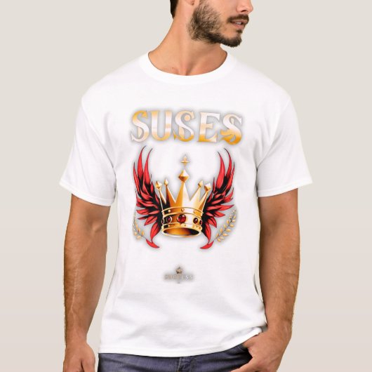 Success Mode Crown Luxe T-Shirt – Premium Rood Bl (Voorkant)
