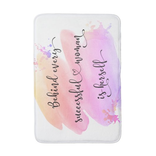 Succesvol Vrouw Quote Script Roze Waterverf Vet Badmat (Voorkant Verticaal)