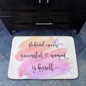 Succesvol Vrouw Quote Script Roze Waterverf Vet Badmat
