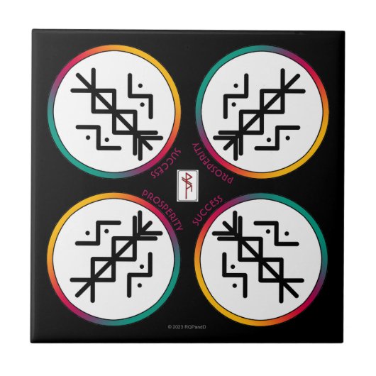 Succesvolle en welvarende Bindrune keramische Tege Tegeltje (Voorkant)