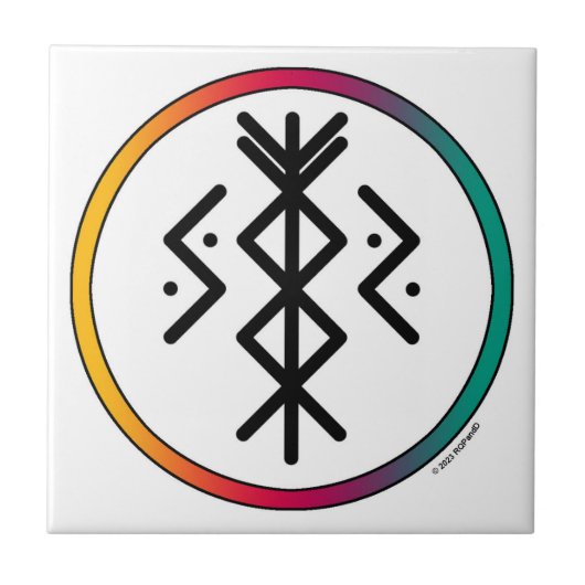 Succesvolle en welvarende Bindrune keramische Tege Tegeltje (Voorkant)