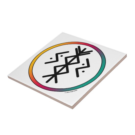 Succesvolle en welvarende Bindrune keramische Tege Tegeltje (Zijkant)