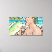 Succesvolle Hawaiiaanse vissers 36 x 20 Canvas Afdruk (Voorkant)
