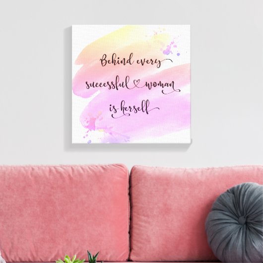Succesvolle schrijfwijze voor roze Waterverf van e Canvas Afdruk (Insitu (Woonkamer))