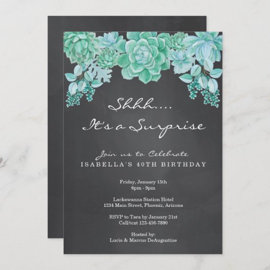 Succesvolle uitnodiging van Chalkboard verrassings (Voorkant / Achterkant)