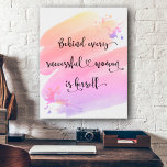 Succesvolle Vrouw Bold Roze Waterverf Ombre Script Imitatie Canvas Print<br><div class="desc">"Achter elke succesvolle vrouw zit zichzelf." Dus wie heeft Prince Charming nodig? Maak je eigen "happily ever after" en omarm "girl power" als je naar deze stijlvolle, kleurrijke inspirerend feministische faux canvas kunst staart met lieve zwarte handgeschreven scripttypografie die een gele, perzik, roze en paarse ombre waterverf splash bedekt. U...</div>