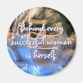 Succesvolle vrouw power quote blauw goud coach fot magneet (Voorkant)