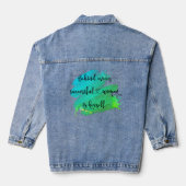 Succesvolle Vrouw Quote Script Turquoise Waterverf Denim Jacket (Achterkant)