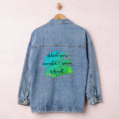 Succesvolle Vrouw Quote Script Turquoise Waterverf Denim Jacket (Hangar)