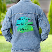 Succesvolle Vrouw Quote Script Turquoise Waterverf Denim Jacket