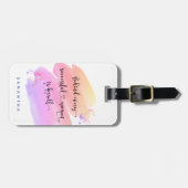 Succesvolle vrouwelijke prijsopgave roze Waterverf Bagagelabel (Voorkant horizontaal)
