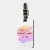 Succesvolle vrouwelijke prijsopgave roze Waterverf Bagagelabel (Voorkant verticaal)