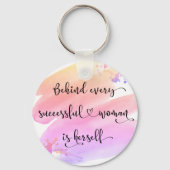 Succesvolle Waterverf roze vrouw Chic Typografie Sleutelhanger (Voorkant)