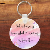 Succesvolle Waterverf roze vrouw Chic Typografie Sleutelhanger (Voorkant)