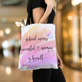 Succesvolle Waterverf roze vrouw Chic Typografie Tote Bag