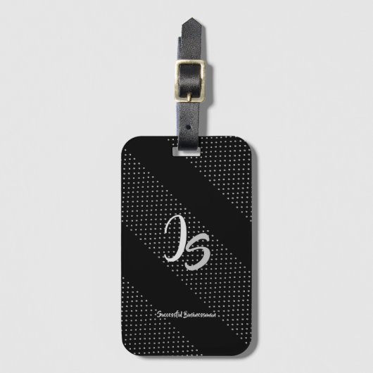 "Succesvolle zakenman" Personal Silver Monogram Bagagelabel (Voorkant (verticaal))