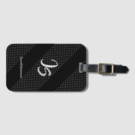 "Succesvolle zakenman" Personal Silver Monogram Bagagelabel (Voorkant (horizontaal))