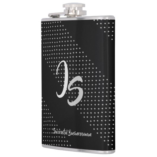 "Succesvolle zakenman" Personal Silver Monogram Heupfles (Links)