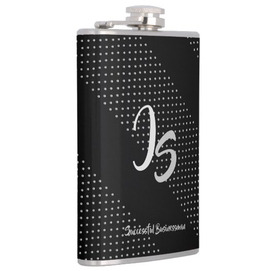 "Succesvolle zakenman" Personal Silver Monogram Heupfles (Rechts)