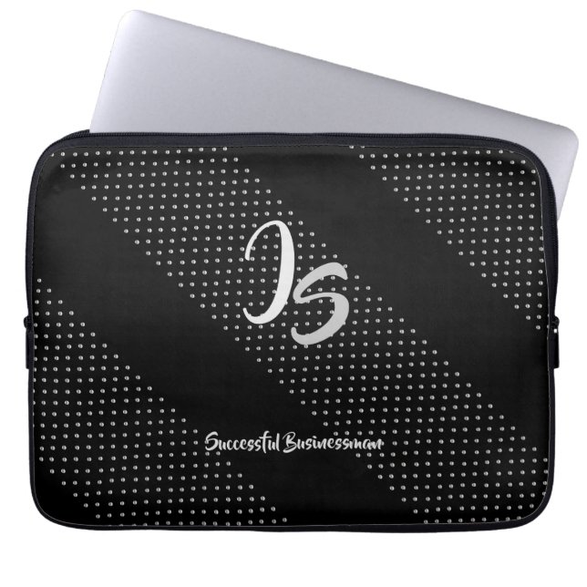 "Succesvolle zakenman" Personal Silver Monogram Laptop Sleeve (Voorkant)