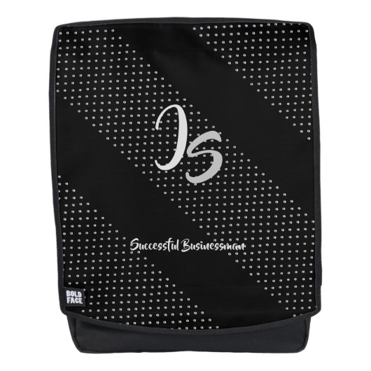 "Succesvolle zakenman" Personal Silver Monogram Rugtassen (Voorkant)