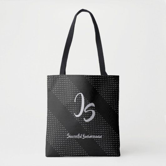 "Succesvolle zakenman" Personal Silver Monogram Tote Bag (Voorkant)