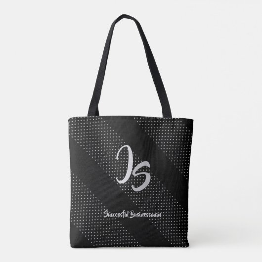 "Succesvolle zakenman" Personal Silver Monogram Tote Bag (Achterkant)