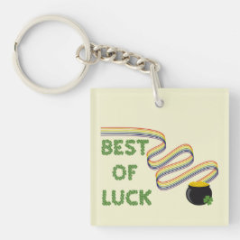 Succeswens met Klaver en Regenboog Sleutelhanger