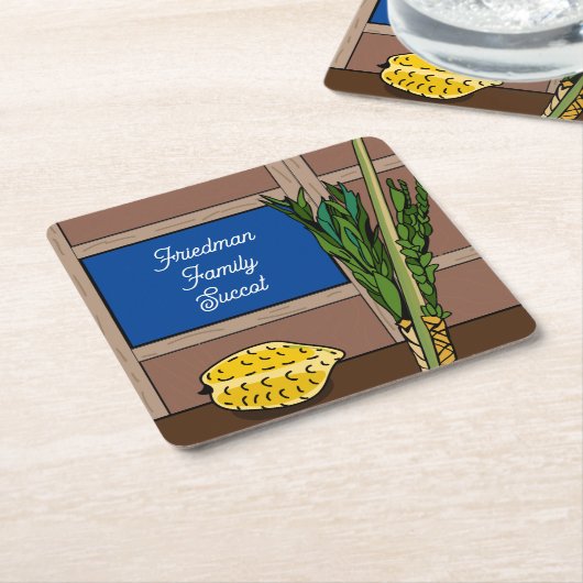 Succot papier Onderzetters gepersonaliseerd (Schuin)