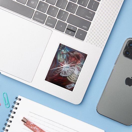 Succubus-Sticker Sticker (Laptop met iPhone)