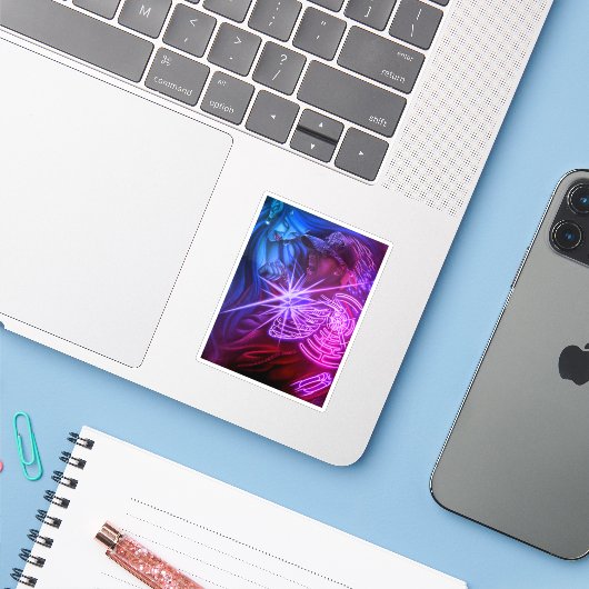 Succubus-Sticker Sticker (Laptop met iPhone)