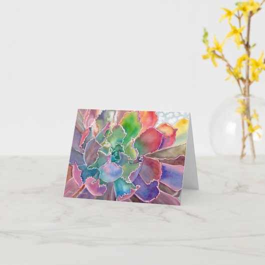Succulair gesmolten echeveria wenskaart kaart (Gele Bloem)