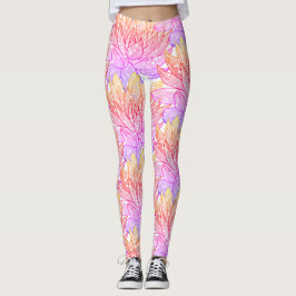 succulair plant gele roze zonsondergang leggings