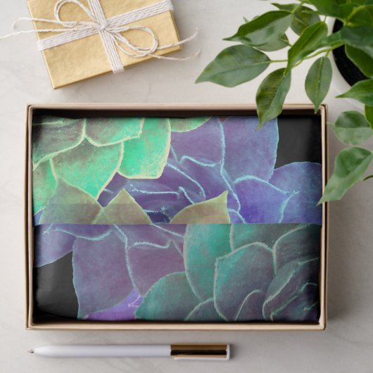 Succulair Waterverf zwart Paars groen ontwerp Tissuepapier (Geschenk)