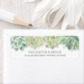Succulators Botanical Green Wedding Return Address Etiket (Insitu)