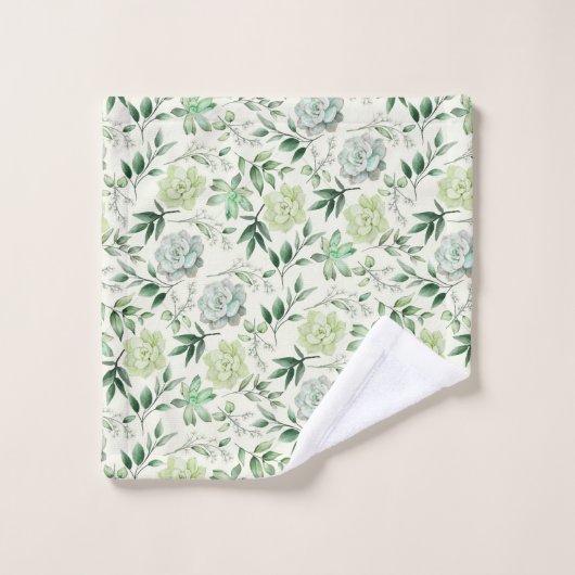 Succulatuur en groene lederen keukenset bad handdoek (Wasdoekje)