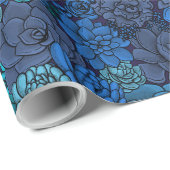 Succulatuur in blauw verpakkingspapier cadeaupapier (Rol Hoek)
