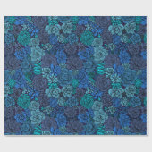 Succulatuur in blauw verpakkingspapier cadeaupapier (Vlak)