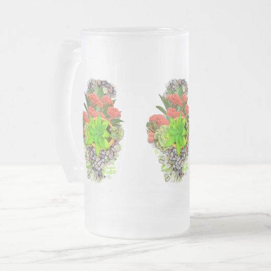 Succulatuur op tuinbouwkevers matglas bierpul (Voorkant links)