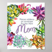 Succulent Adres en Envelopteken | BABY SHOWER Poster (Voorkant)