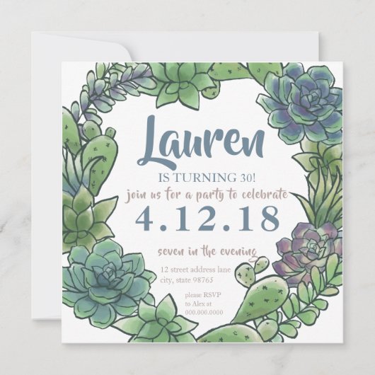 Succulent Adult Birthday, elke dag dat de 30-kaart Kaart (Voorkant)