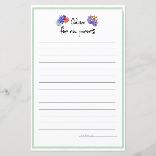 Succulent advies voor ouders Baby shower (Voorkant)